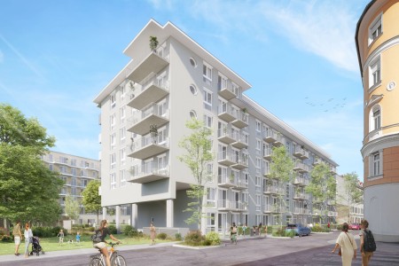 Rendering Rankencity – Balkone an Stirnseite lt Bebauungsplan verboten