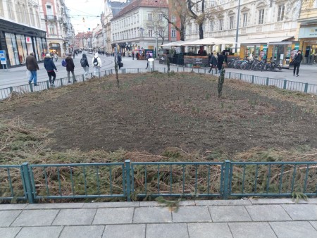 Abgeräumtes Blumenbeet am Eisernen Tor im Februar