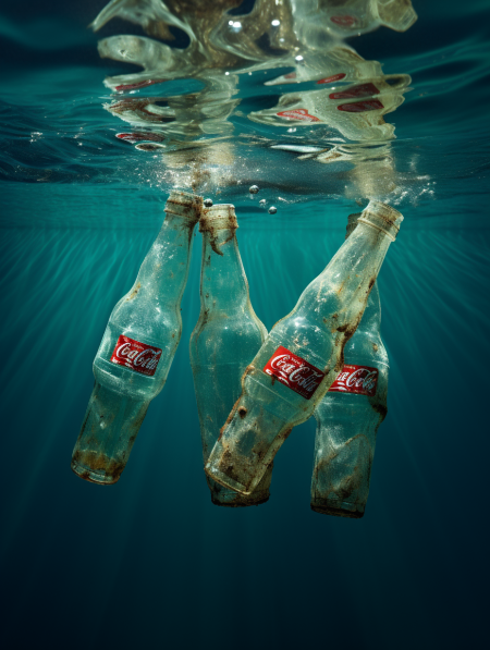 Plastikflaschen im Meer KI generiert