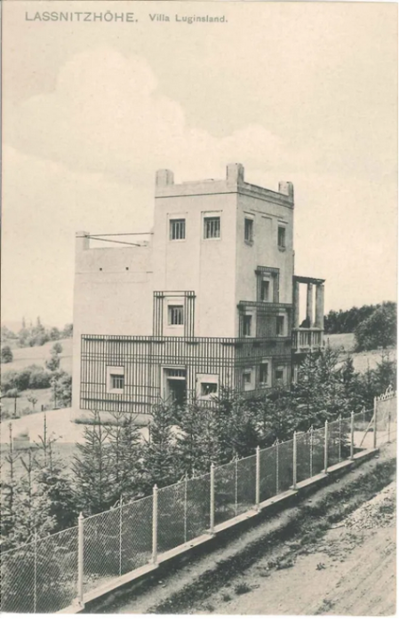 Adalbert Pasdirek-Coreno, Villa Luginsland, Straßenansicht von NO, Postkarte um 1907