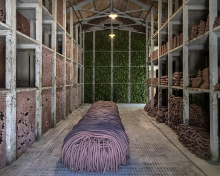 Installation view of Ao Finito (‘To Infinity’, 1994/2004) by Anna Maria Maiolino at the 2024 Venice Biennale. Photo: Marco Zorzanello; courtesy La Biennale di Venezia