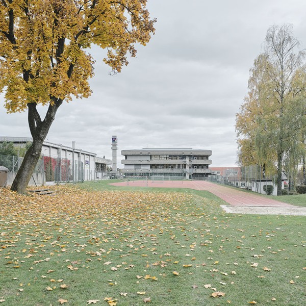 Außenansicht, Mittelschule Weiz, Architektur Viktor Hufnagl, 1968, Foto 2020