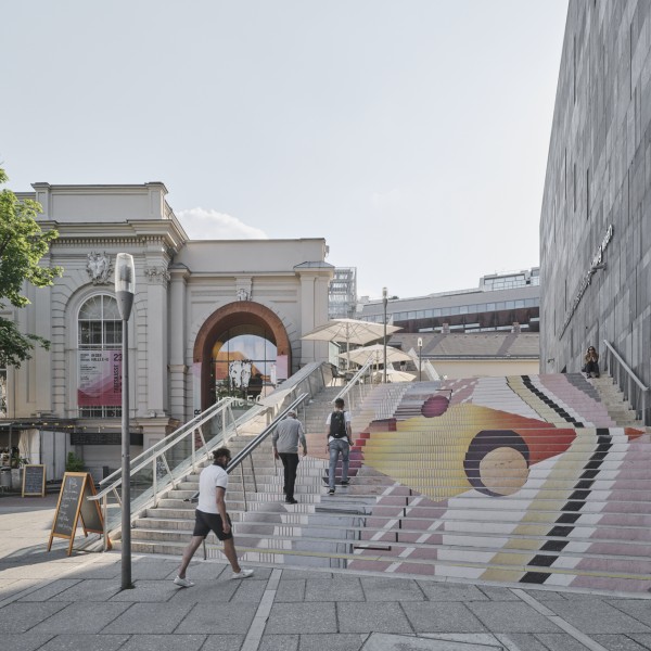 Bunte Treppe im Museumsquartier, Ortner & Ortner Baukunst, 2023, Wien, Österreich