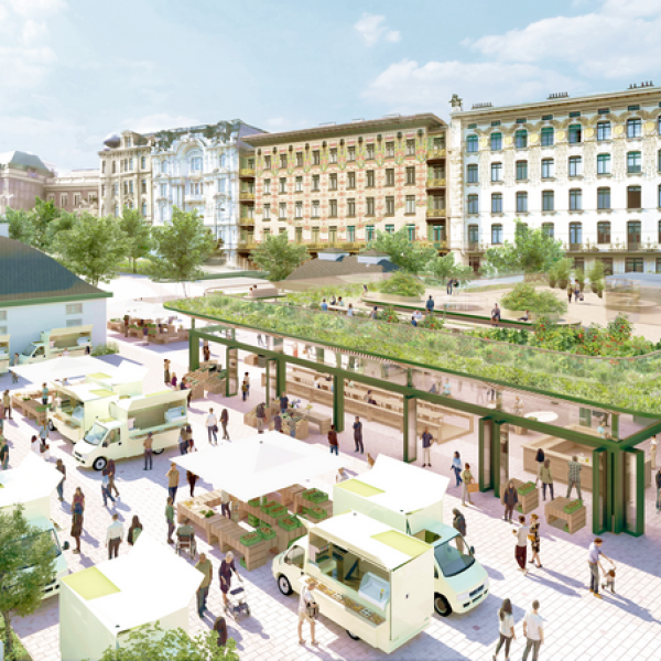 Markthalle Naschmarktende Wettbewerb 2024 architektur mostlikely mit D\D Landschaftsplanung